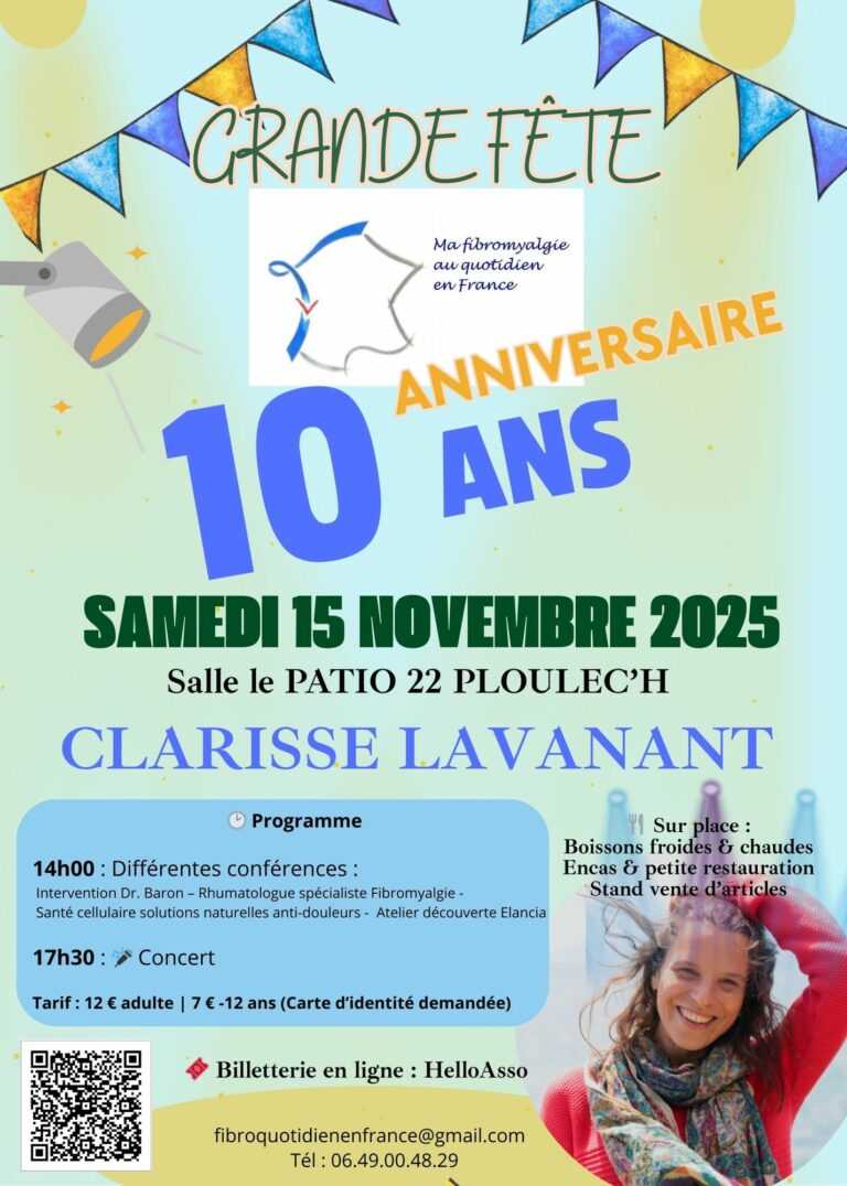 Célébrons les 10 ans de « Ma fibromyalgie au quotidien » : Une journée de conférences et de partage !